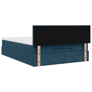 Ottoman Bett mit Matratze & LEDs Dunkelblau 140x200 cm