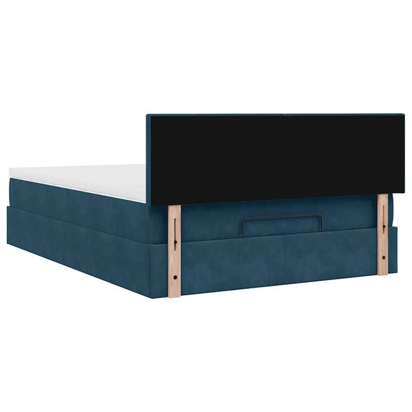 Ottoman Bett mit Matratze & LEDs Dunkelblau 140x200 cm