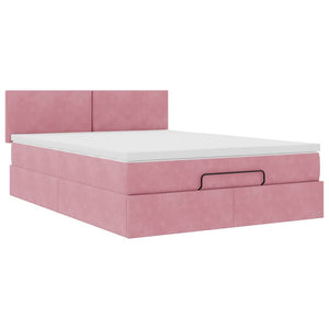 Ottoman Bett mit Matratze & LEDs Rosa 140x200 cm