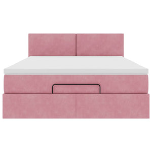 Ottoman Bett mit Matratze & LEDs Rosa 140x200 cm