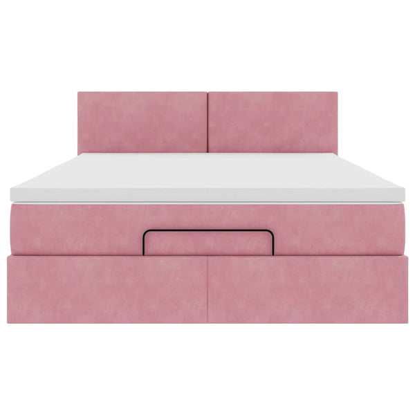 Ottoman Bett mit Matratze & LEDs Rosa 140x200 cm