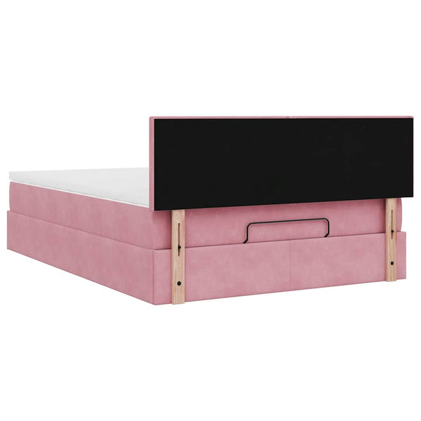 Ottoman Bett mit Matratze & LEDs Rosa 140x200 cm