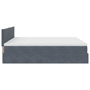 Ottoman Bett mit Matratze & LEDs 160x200 cm Dunkelgrau Samt