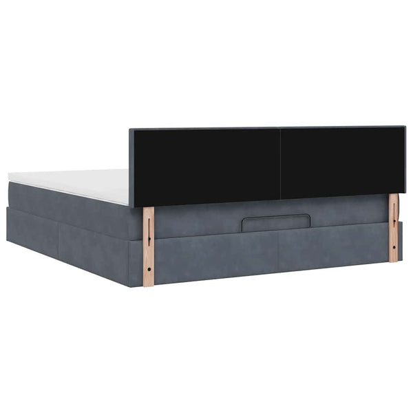 Ottoman Bett mit Matratze & LEDs 160x200 cm Dunkelgrau Samt