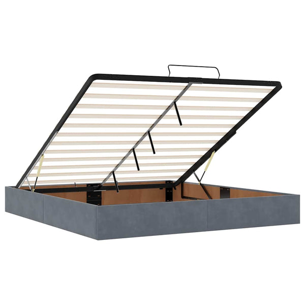 Ottoman Bett mit Matratze & LEDs 160x200 cm Dunkelgrau Samt