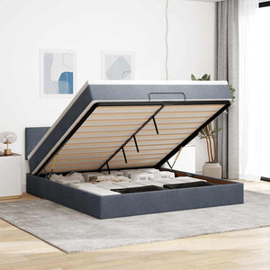 Ottoman Bett mit Matratze & LEDs 160x200 cm Dunkelgrau Samt