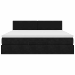 Ottoman Bett mit Matratze & LEDs 160x200 cm Samt Schwarz