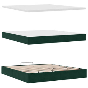 Ottoman Bett mit Matratze & LED Dunkelgrün 160x200 cm