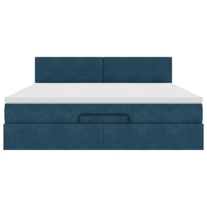 Ottoman Bett mit Matratze Dunkelblau 160x200 cm