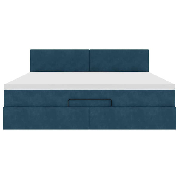 Ottoman Bett mit Matratze Dunkelblau 160x200 cm