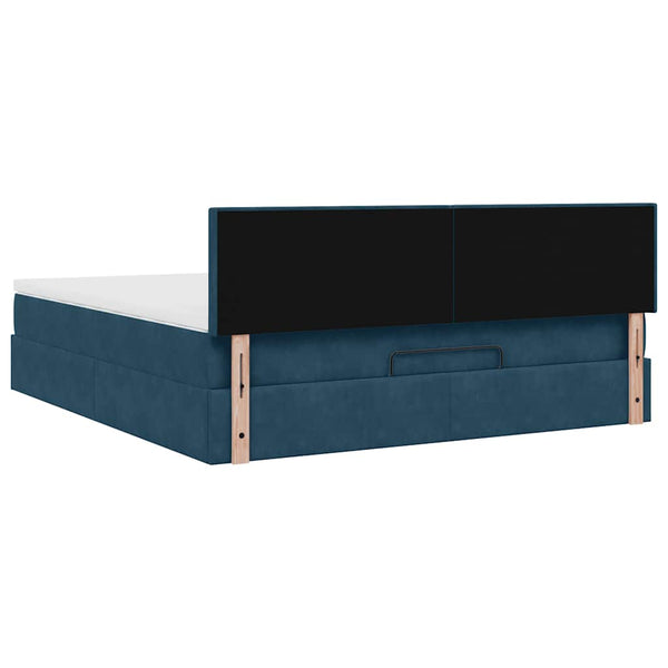 Ottoman Bett mit Matratze Dunkelblau 160x200 cm