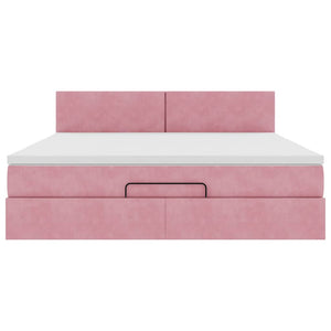 Ottoman Bett Rosa Samt 160x200 mit LED