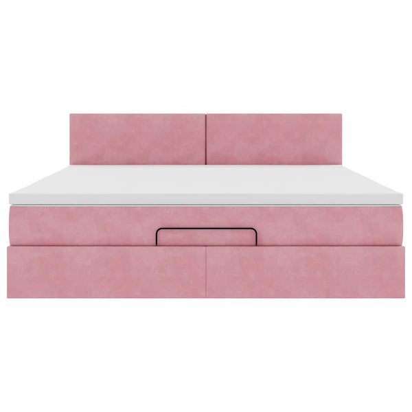 Ottoman Bett Rosa Samt 160x200 mit LED