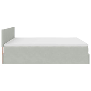 Ottoman Bett mit Matratze & LEDs 180x200 cm Samt Hellgrau