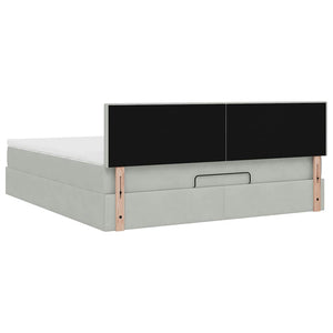 Ottoman Bett mit Matratze & LEDs 180x200 cm Samt Hellgrau