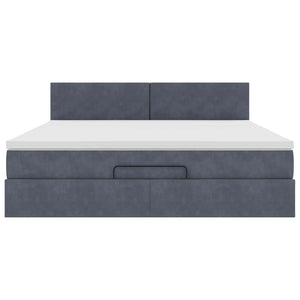 Ottoman Bett mit Matratze & LEDs Dunkelgrau Samt 180x200
