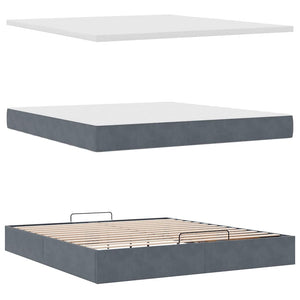 Ottoman Bett mit Matratze & LEDs Dunkelgrau Samt 180x200