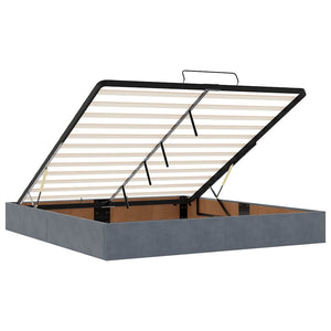 Ottoman Bett mit Matratze & LEDs Dunkelgrau Samt 180x200