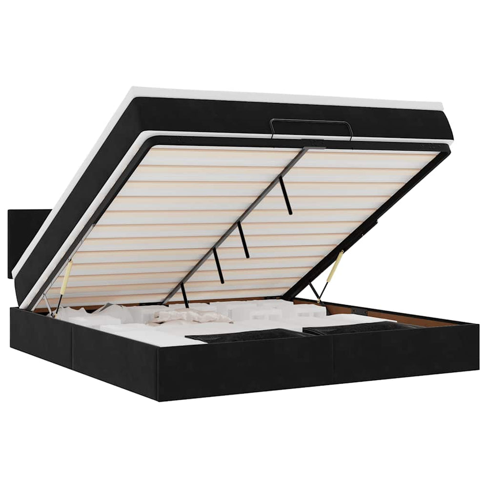 vidaXL Lit ottoman avec matelas et LED Noir 180x200 cm Velours