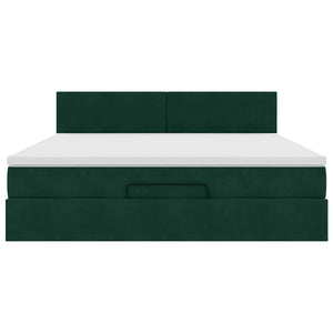 Ottoman Bett mit Matratze & LEDs Dunkelgrün 180x200 cm