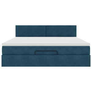 Ottoman Bett mit Matratze & LEDs Dunkelblau 180x200 cm