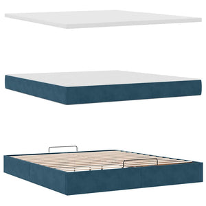 Ottoman Bett mit Matratze & LEDs Dunkelblau 180x200 cm