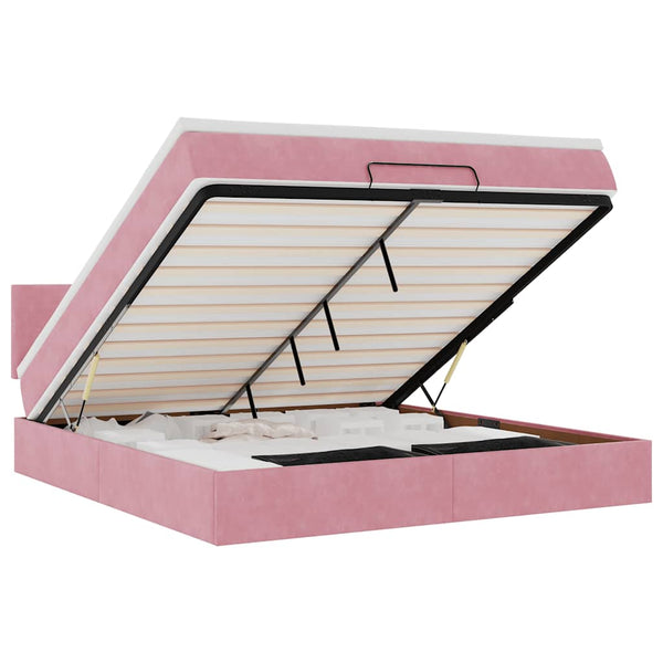 Ottomane Bett mit Matratze & LEDs Rosa 180x200 cm