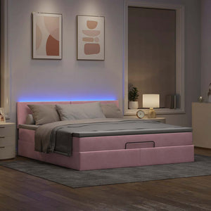 Ottomane Bett mit Matratze & LEDs Rosa 180x200 cm