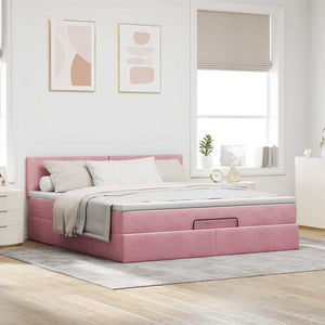 Ottomane Bett mit Matratze & LEDs Rosa 180x200 cm