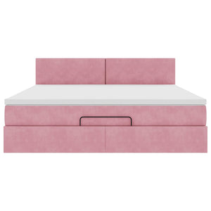 Ottomane Bett mit Matratze & LEDs Rosa 180x200 cm