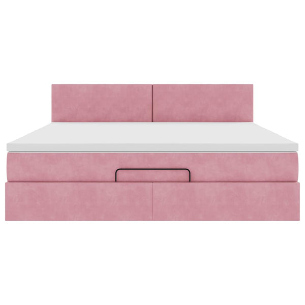 Ottomane Bett mit Matratze & LEDs Rosa 180x200 cm