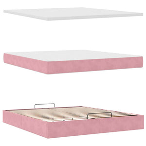 Ottomane Bett mit Matratze & LEDs Rosa 180x200 cm