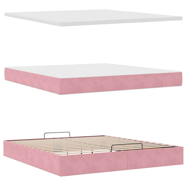 Ottomane Bett mit Matratze & LEDs Rosa 180x200 cm
