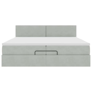 Ottoman Bett mit Matratzen & LEDs Hellgrau 200x200 cm