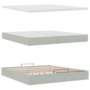Ottoman Bett mit Matratzen & LEDs Hellgrau 200x200 cm