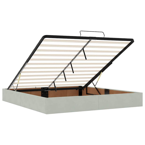 Ottoman Bett mit Matratzen & LEDs Hellgrau 200x200 cm