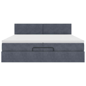 Ottoman Bett mit Matratzen & LEDs 200x200 cm Dunkelgrau
