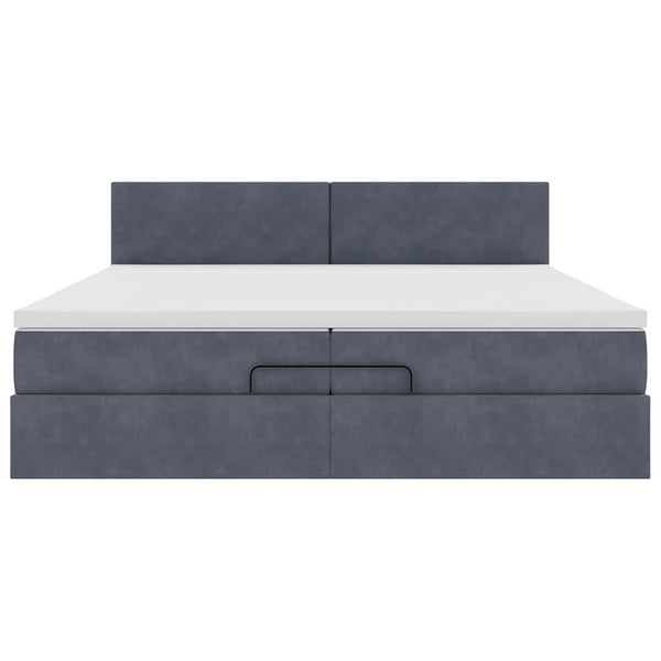 Ottoman Bett mit Matratzen & LEDs 200x200 cm Dunkelgrau