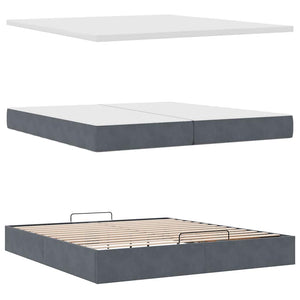 Ottoman Bett mit Matratzen & LEDs 200x200 cm Dunkelgrau