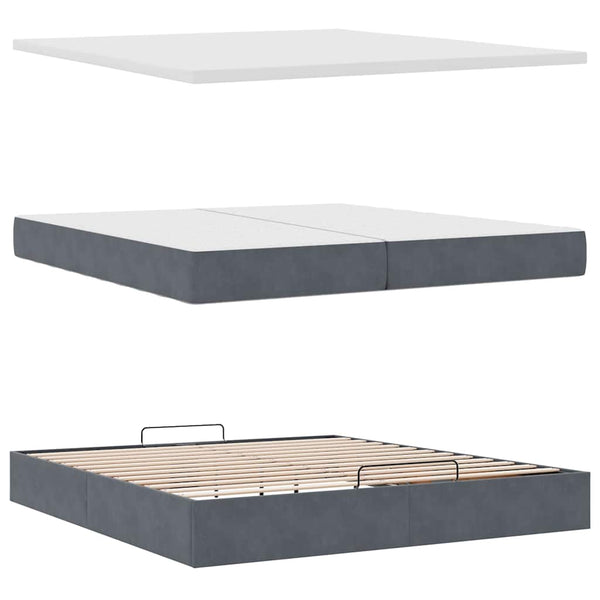 Ottoman Bett mit Matratzen & LEDs 200x200 cm Dunkelgrau