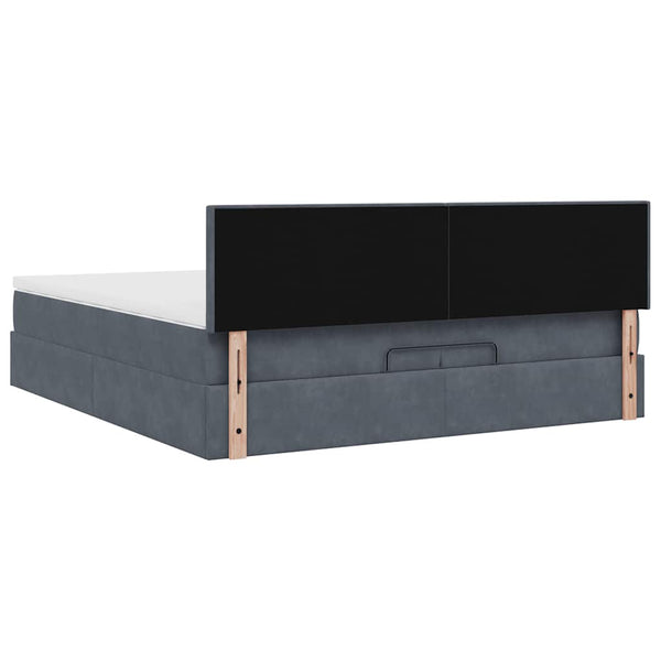 Ottoman Bett mit Matratzen & LEDs 200x200 cm Dunkelgrau