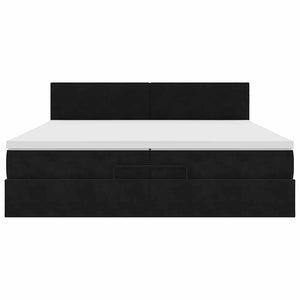 Ottoman Bett mit Matratzen & LEDs 200x200 cm Samt Schwarz