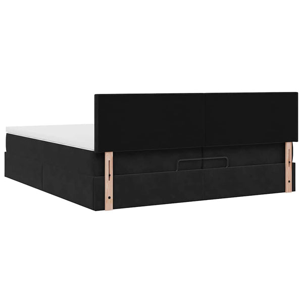 Ottoman Bett mit Matratzen & LEDs 200x200 cm Samt Schwarz