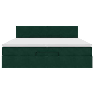 Ottoman Bett mit Matratzen & LEDs Dunkelgrün 200x200 cm