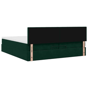 Ottoman Bett mit Matratzen & LEDs Dunkelgrün 200x200 cm