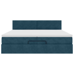 Ottoman Bett mit Matratzen & LED Dunkelblau 200x200 cm