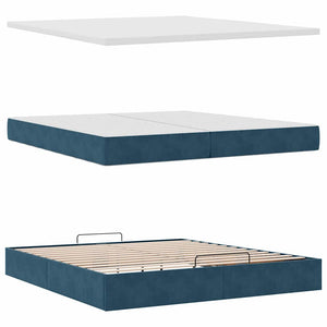 Ottoman Bett mit Matratzen & LED Dunkelblau 200x200 cm
