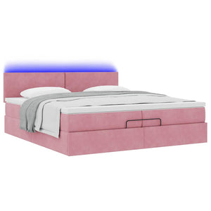 Ottoman Bett mit Matratzen & LEDs Rosa 200x200 cm