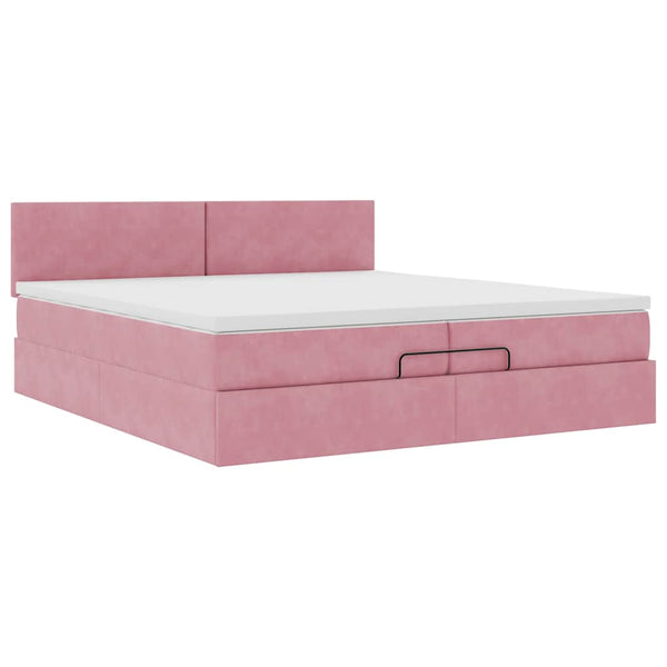 Ottoman Bett mit Matratzen & LEDs Rosa 200x200 cm