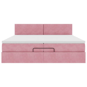 Ottoman Bett mit Matratzen & LEDs Rosa 200x200 cm